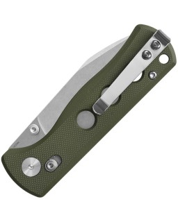 Canary folding knife 14C28N steel stonewash finish blade Glyde Lock OD green G10 handle