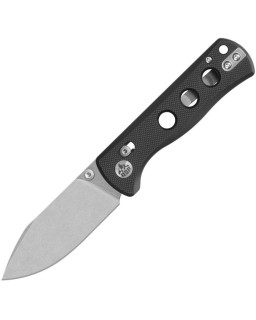 Canary folding knife 14C28N steel stonewash finish blade Glyde Lock black G10 handle