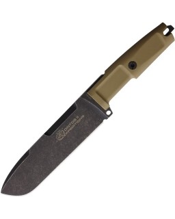 Ontos II Expeditions full tang N690 steel blackwash finish tan Forprene handle fire steel