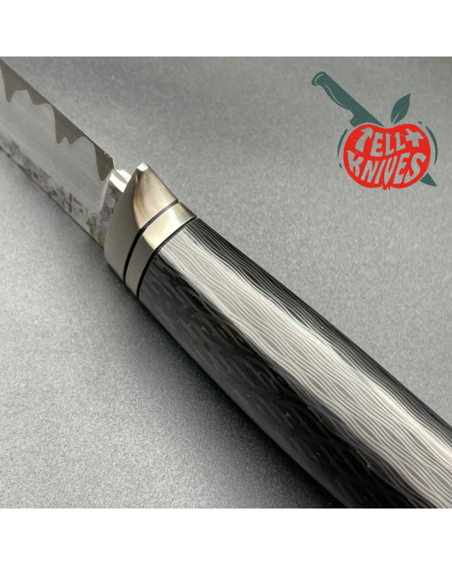 Sergey Shidlovskiy Model Dandy XL Laminate forged REX121 & N690 stainless steel silver nickel guard carbon fiber handle