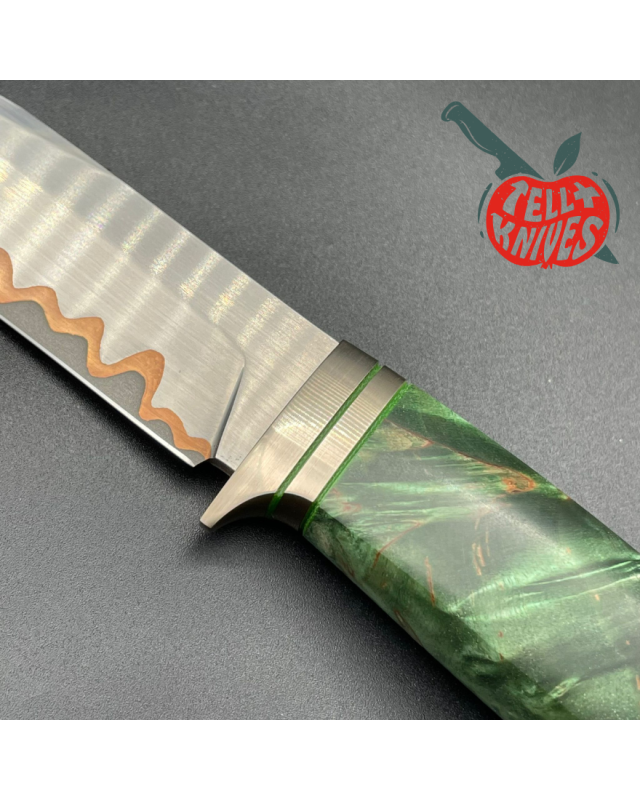Sergey SHIDLOVSKIY - Green Pirate Copper - laminate D2, 154CM & copper blade green carelian birch wood black leather she