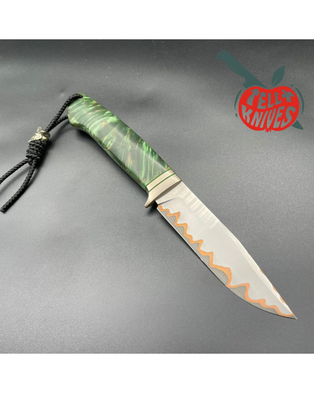 Sergey SHIDLOVSKIY - Green Pirate Copper - laminate D2, 154CM & copper blade green carelian birch wood black leather she