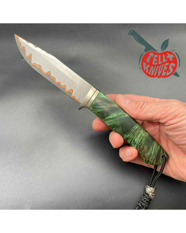 Sergey SHIDLOVSKIY - Green Pirate Copper - laminate D2, 154CM & copper blade green carelian birch wood black leather she