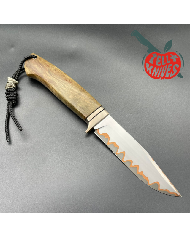 Sergey SHIDLOVSKIY - Brown Pirate Copper - laminate D2, 154CM & copper blade brown carelian birch wood brown leather she