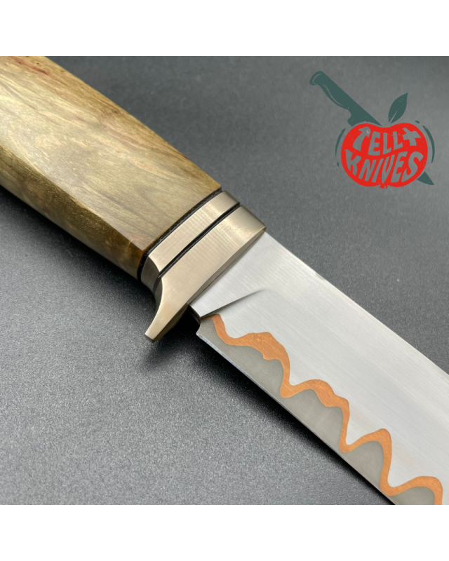 Sergey SHIDLOVSKIY - Brown Pirate Copper - laminate D2, 154CM & copper blade brown carelian birch wood brown leather she