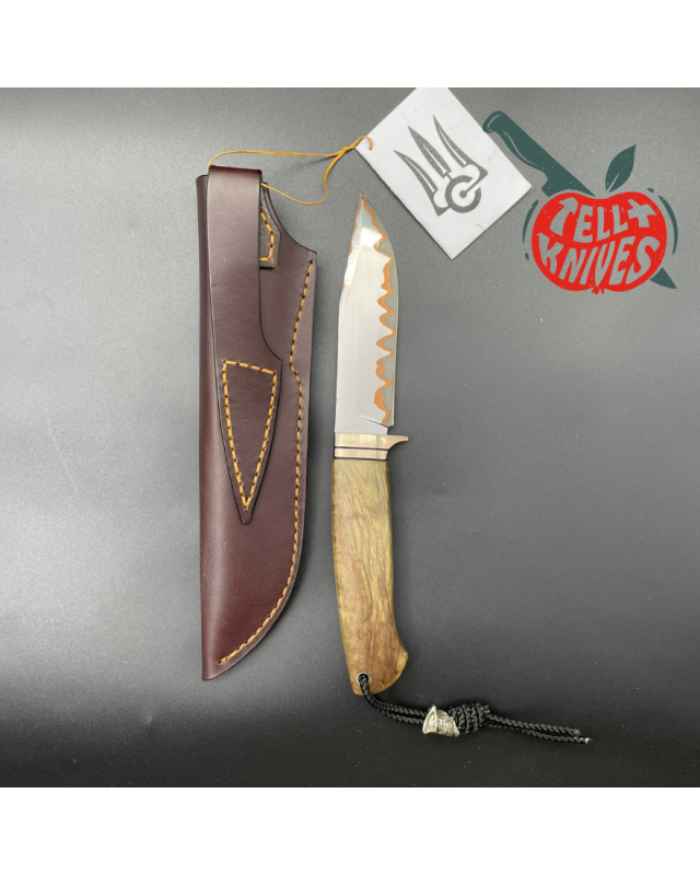 Sergey SHIDLOVSKIY - Brown Pirate Copper - laminate D2, 154CM & copper blade brown carelian birch wood brown leather she