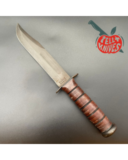 Kabar USMC Fixed Blade Fighting Knife Vintage 80ies carbon steel stacked leather handle