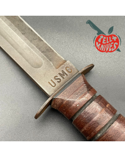 Kabar USMC Fixed Blade Fighting Knife Vintage 80ies carbon steel stacked leather handle