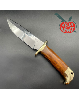 Jean Tanazacq Modèle Tronçay 1 acier 440C forgé finition miroir garde laiton manche bois de noyer étui cuir