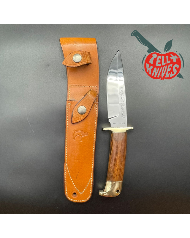 Jean Tanazacq Modèle Tronçay 1 acier 440C forgé finition miroir garde laiton manche bois de noyer étui cuir Jean Tanazacq Modèle Tronçay 1 acier 440C forgé finition miroir garde laiton manche bois de noyer étui cuir
