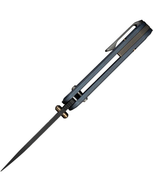 WE Knife Co Bougie Banter Crossbar Lock S45VN premium steel blackwash finish blade Blue Titanium Handle WE Knife Co Bougie Banter Crossbar Lock S45VN premium steel blackwash finish blade Blue Titanium Handle