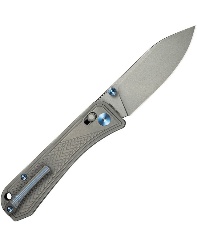 WE Knife Co Bougie Banter Crossbar Lock S45VN premium steel stonewash finish blade Gray Titanium Handle WE Knife Co Bougie Banter Crossbar Lock S45VN premium steel stonewash finish blade Gray Titanium Handle