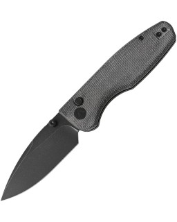CMB Predator 14C28N steel blackwash finish Button Lock Black micarta handle