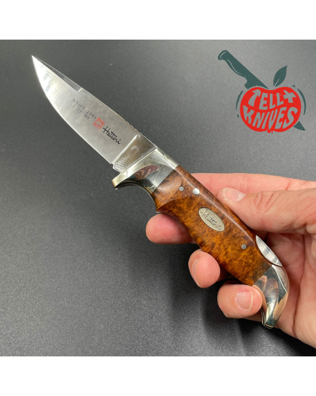 1999 Hattori Limited Edition H-51 folding knife VG-10 steel miror finish mahogany wood handle wood box 99pces 1999 Hattori Limited Edition H-51 folding knife VG-10 steel miror finish mahogany wood handle wood box 99pces