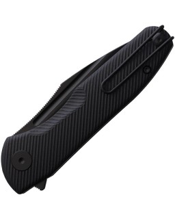 Antliae folding knife 14C28N steel blackwash finish blade Button Lock black G10 handle