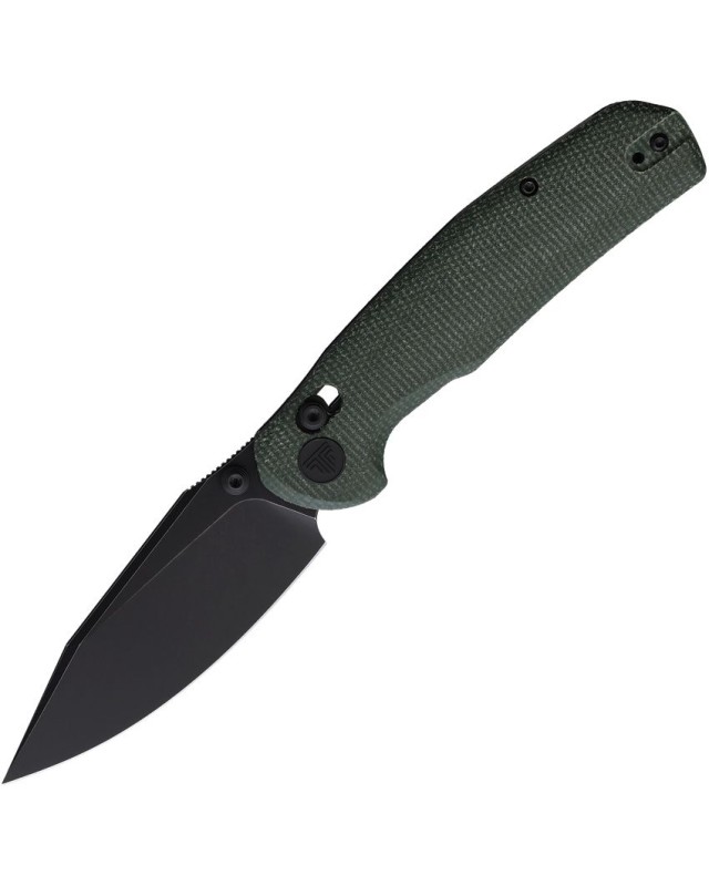 Hornet folding knife Axis Lock 14C28N steel blackwash finish blade green micarta handle