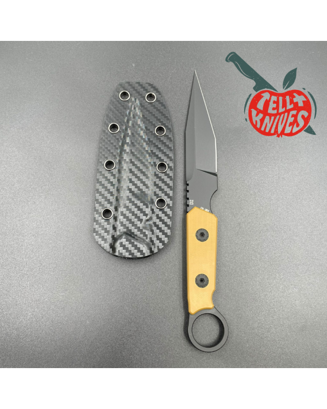 ADV Tactical Warspike fixed blade full tang D2 steel black finish Coyote G10 handle finger ring kydex sheath