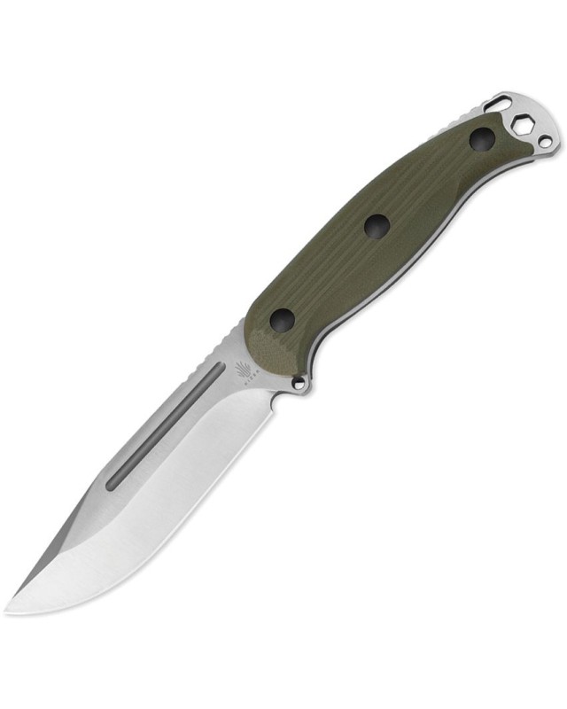 KIZER Cutlery Ursa Major Fixed Blade full tang AEB-L stainless steel satin finish blade OD green G10 handle black kydex